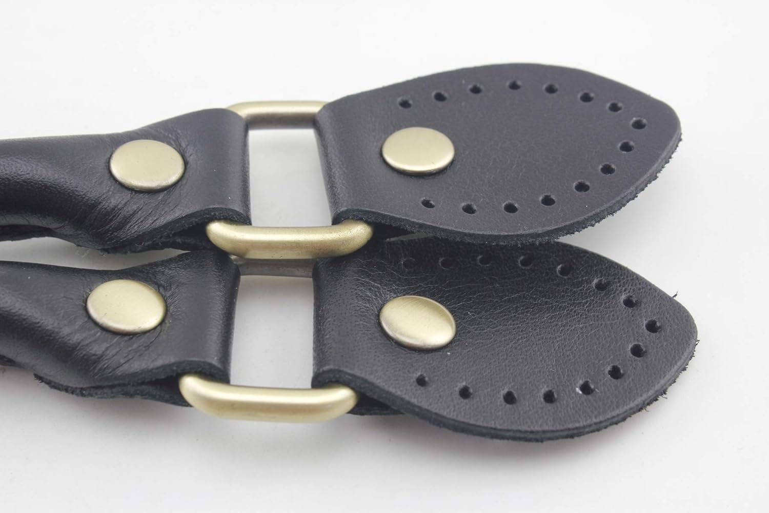 3dancraftit Pair of sew in Genuine Leather Handbag Purse Strap Handles with Alloy Clasps for Purse Bag Making Replacement 17" / 43.5cm Black T87