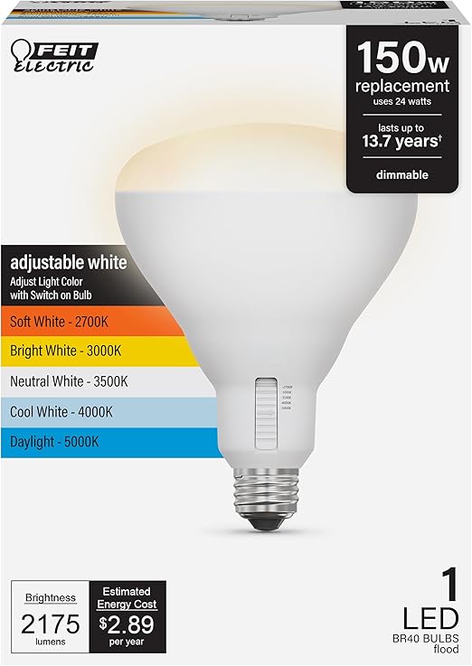 Feit Electric BR40 LED Bulb - 100W Equivalent, Dimmable & 5-Color Adjustable White