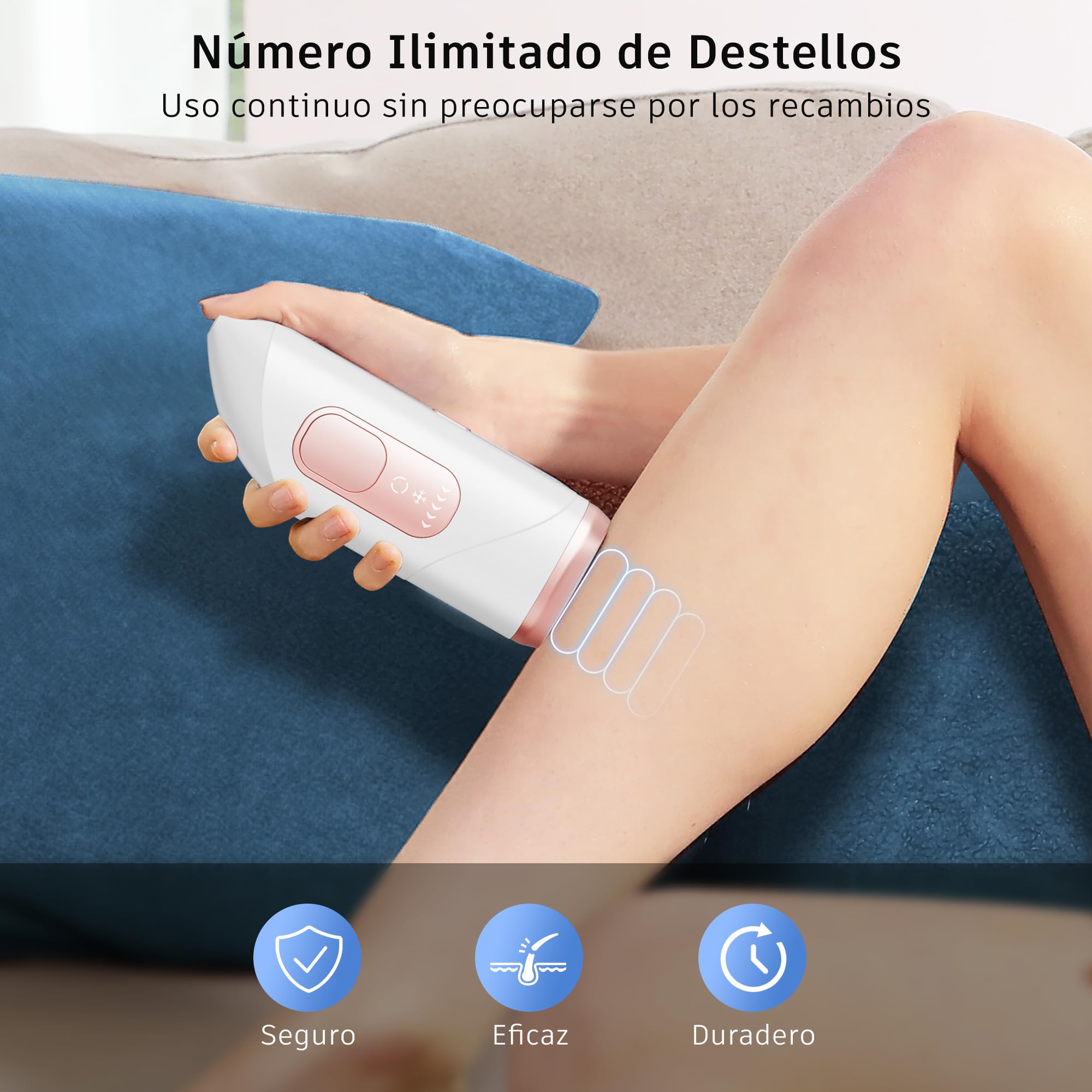 Depiladora Laser Mujer con Función de Refrigeración, IPL Depiladora Luz Pulsada con Destellos Ilimitados, 5 Niveles de Energía, 600-1200 NM Luz Roja, Maquina Laser Depilacion para Bikini, Axilas, Cara