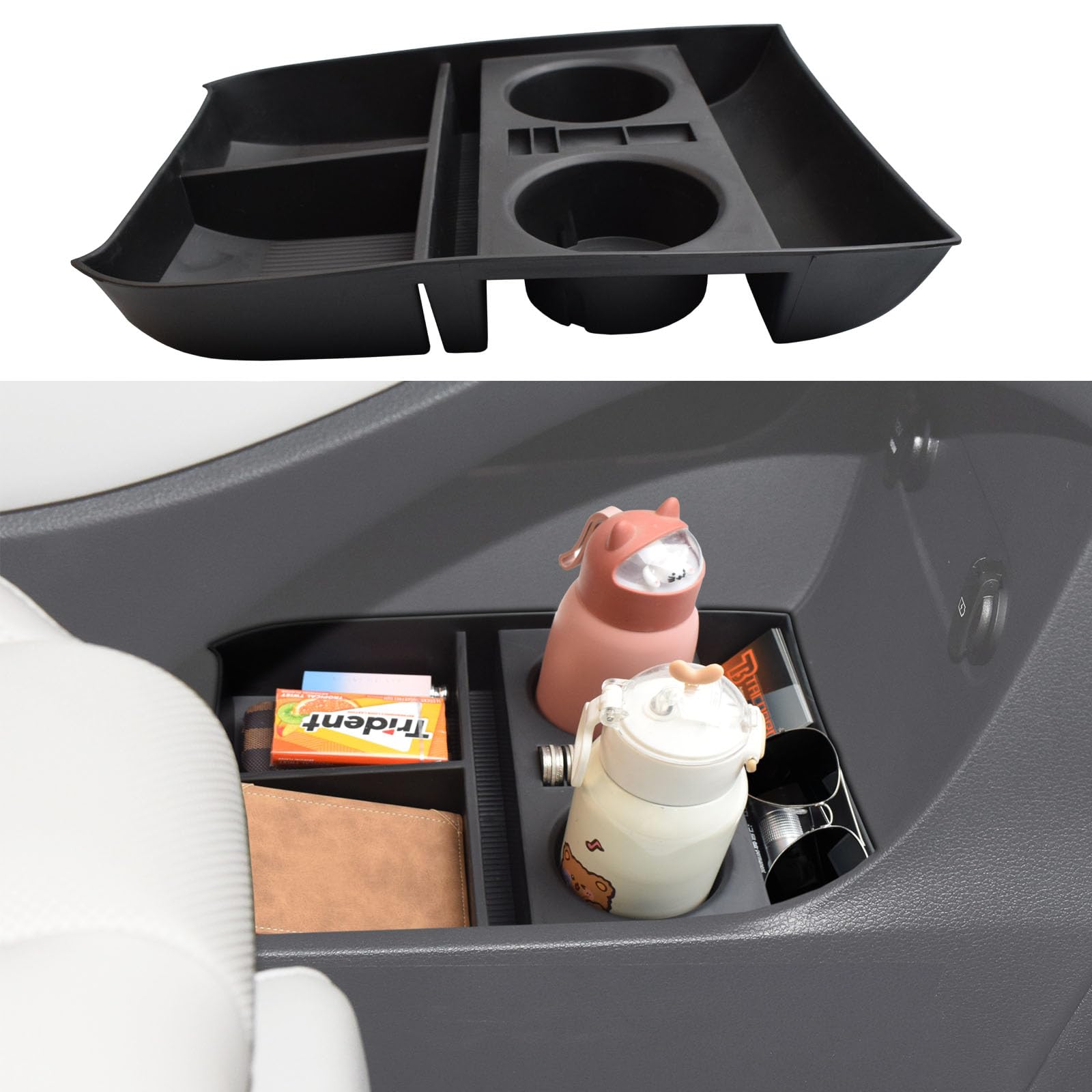 TACOBRO Lower Center Console Organizer Tray Compatible with Hyundai Palisade 2020 2021 2022 2023 2024 2025 Accessories, Palisade Insert Secondary Storage with Cup Holder