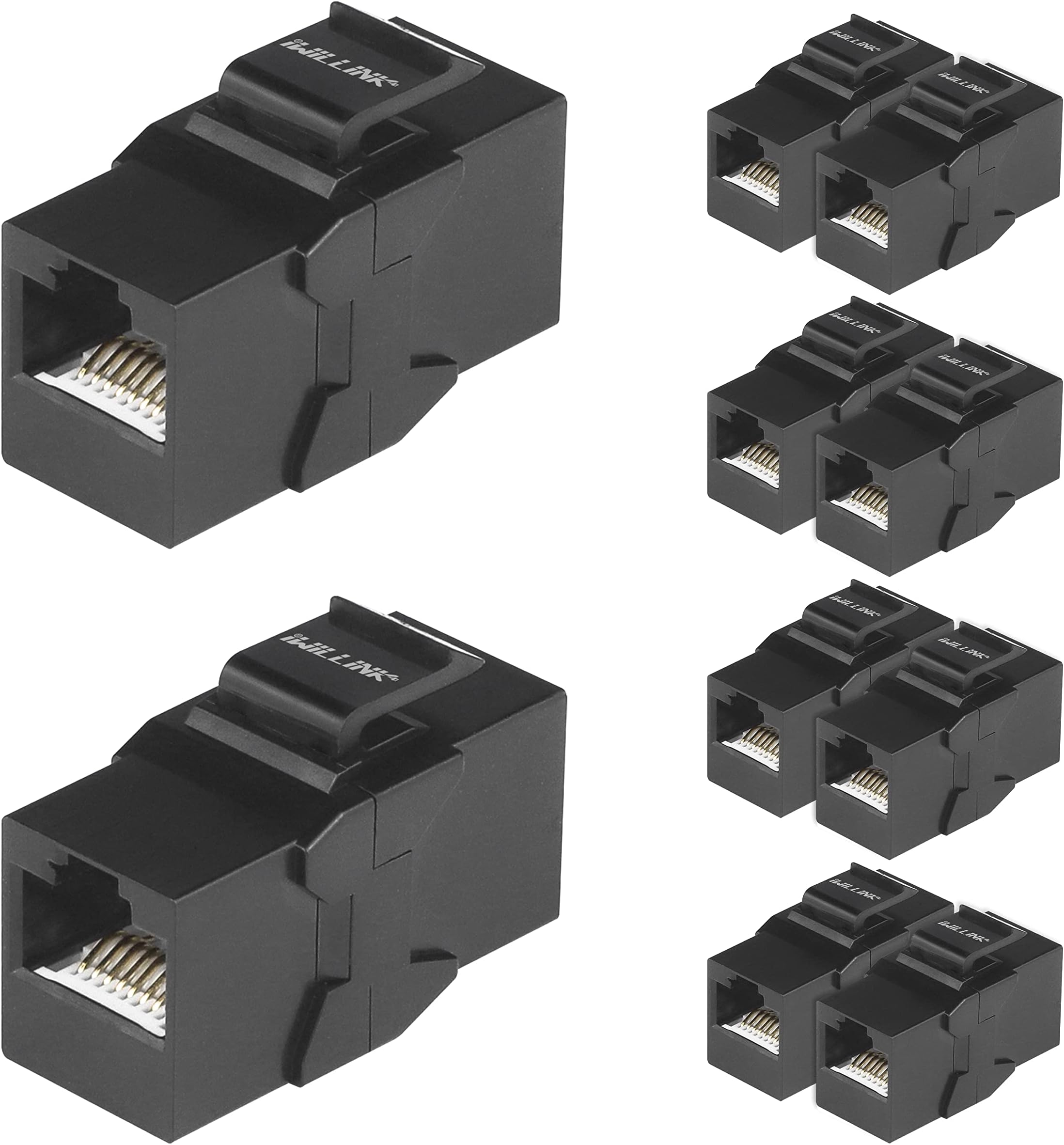 iwillink Cat6 RJ45 Keystone Jack Coupler, Female to Female UTP Keystone Inline Coupler, 10-Pack Black