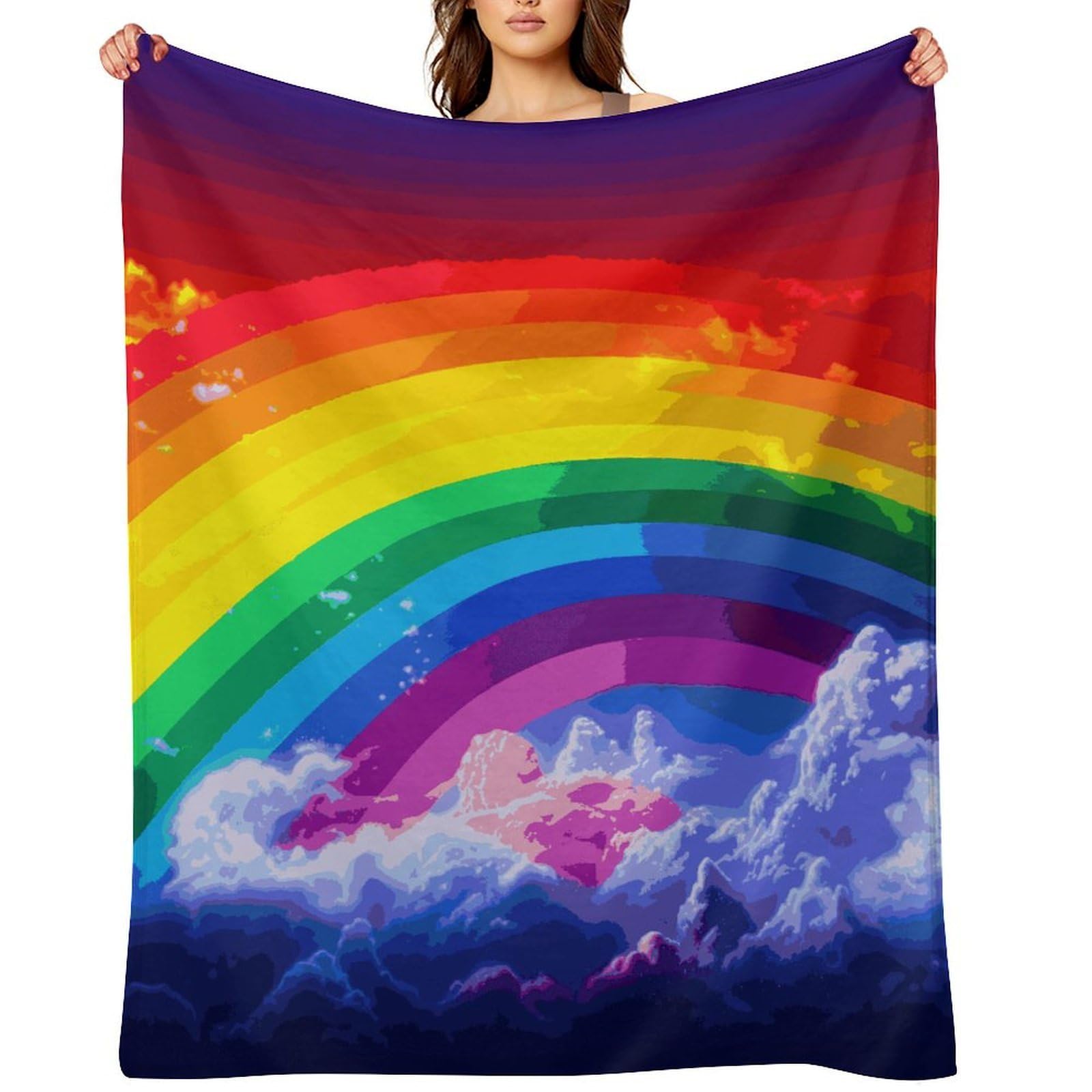 Rainbow Throw Blanket for Couch and Bed Super Soft Warm Lightweight Throw Blankets Cozy Fuzzy Flannel Blanket Personalized Decorative Blankets for Sofa Decor 40"x50"