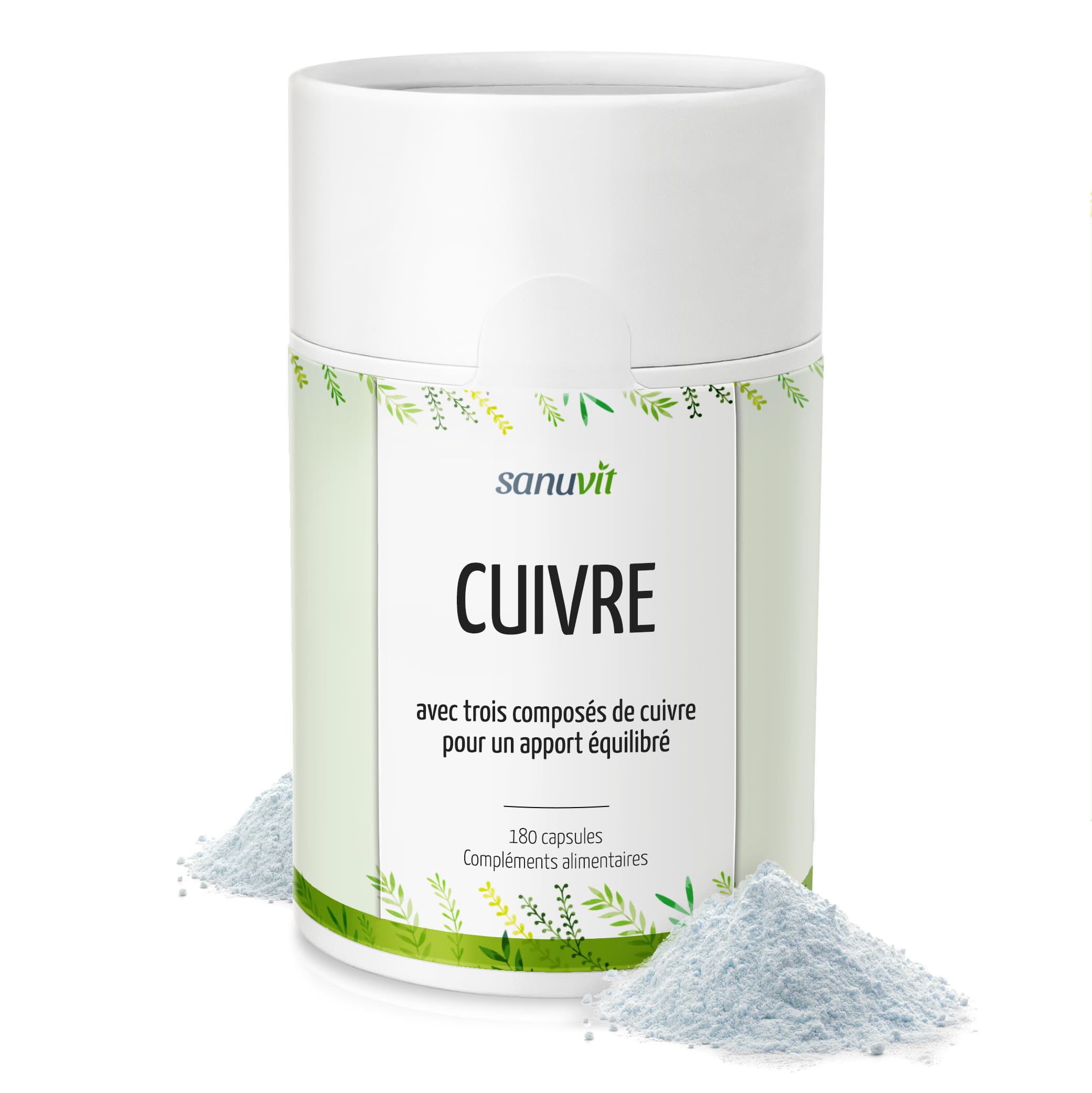 Sanuvit® - Cuivre 3 mg | 180 gélules | Haute biodisponibilité | Citrate de cuivre à haute dose avec 3 mg de cuivre de haute qualité par capsule | Végétalien