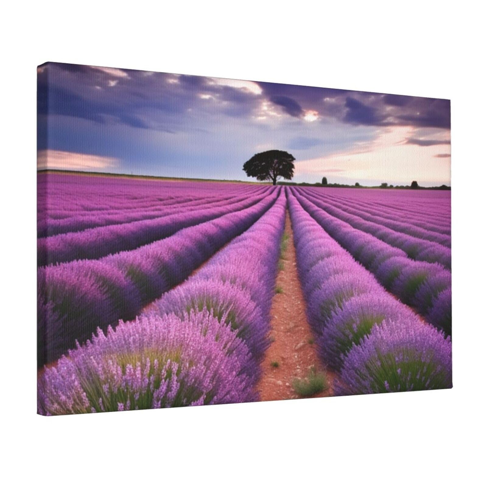 DWVTSLH Lavender fields Poster Paintings Canvas Wall Art Bedroom Prints Home Decor Hanging Picture Modern Home Artworks Aesthetic for Living Room Office Wall Decor 12x18in Unframed
