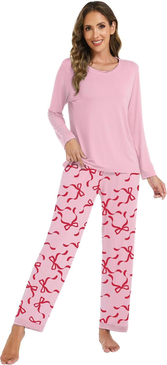 LUBOT Bamboo Viscose 2026 New Women's Pajama Sets Cooling Lightweight Soft Long Sleeve PJs Wicking Sleepwear Comfy S-XXL - Image 4