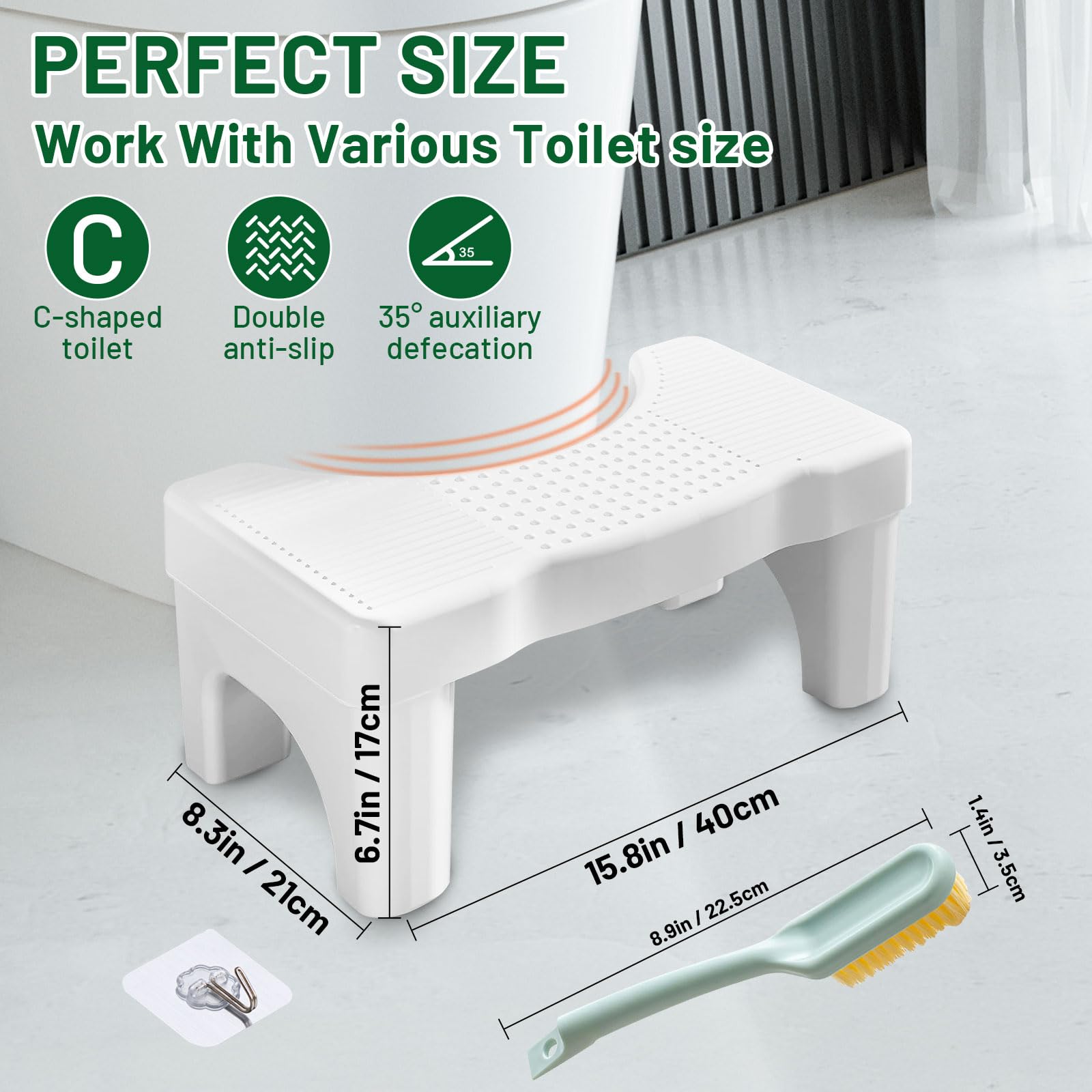 PawwJoy Toilet krakende kruk, ergonomische toiletvoetsteun voor