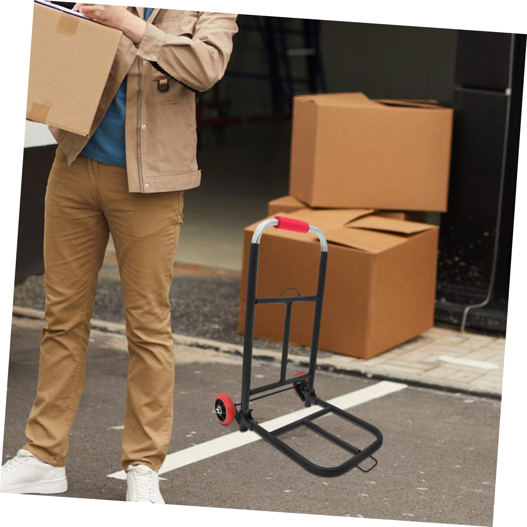 Carrello Portabagagli Pieghevole Nero in Ferro e Pu, 35kg | Manico Regolabile, Comfort Ergonomico, Uso Versatile, per Spesa e Pacchi