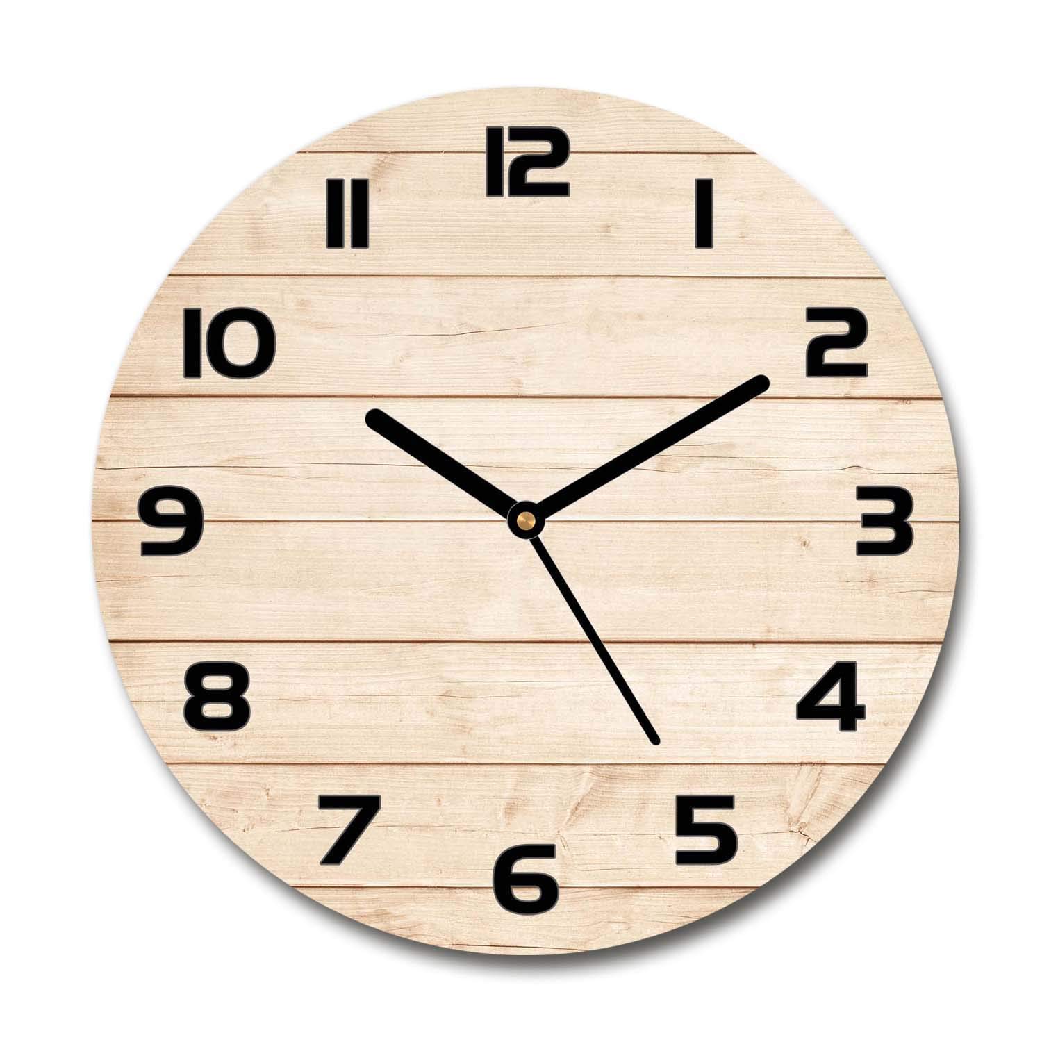 Horloge en verre sécurité Tulup 60x60cm avec fond en bois et aiguilles noires