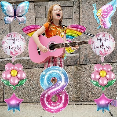 Miniatura 7 de 10 globos de mariposa de color rosa degradado, globos de papel de aluminio de mariposa de 40 pulgadas, globos de aluminio Mylar para decoración de