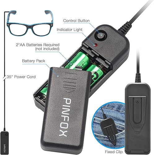 Miniatura 6 de Aquat Luces EL Wire Neón Rave Gafas de sol resplandor intermitentes LED Disfraces para fiesta, EDM, Halloween RB01