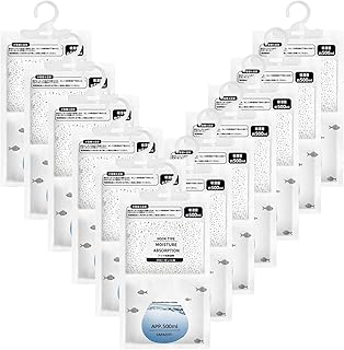 Moisture Absorbers 12 Pack,Hanging Closet Dehumidifier Bags,Humidity Packs, Humidity Absorber in Wardrobes, Bedrooms, Bathrooms