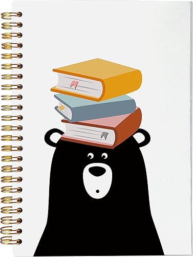 NEGIGA Cool Kids Read Books - Cuaderno con diseño de oso lindo y espiral, de 8.3 x 5.5 pulgadas, tapa dura, con rayas universitarias, diario para disponible en Yaxa Colombia