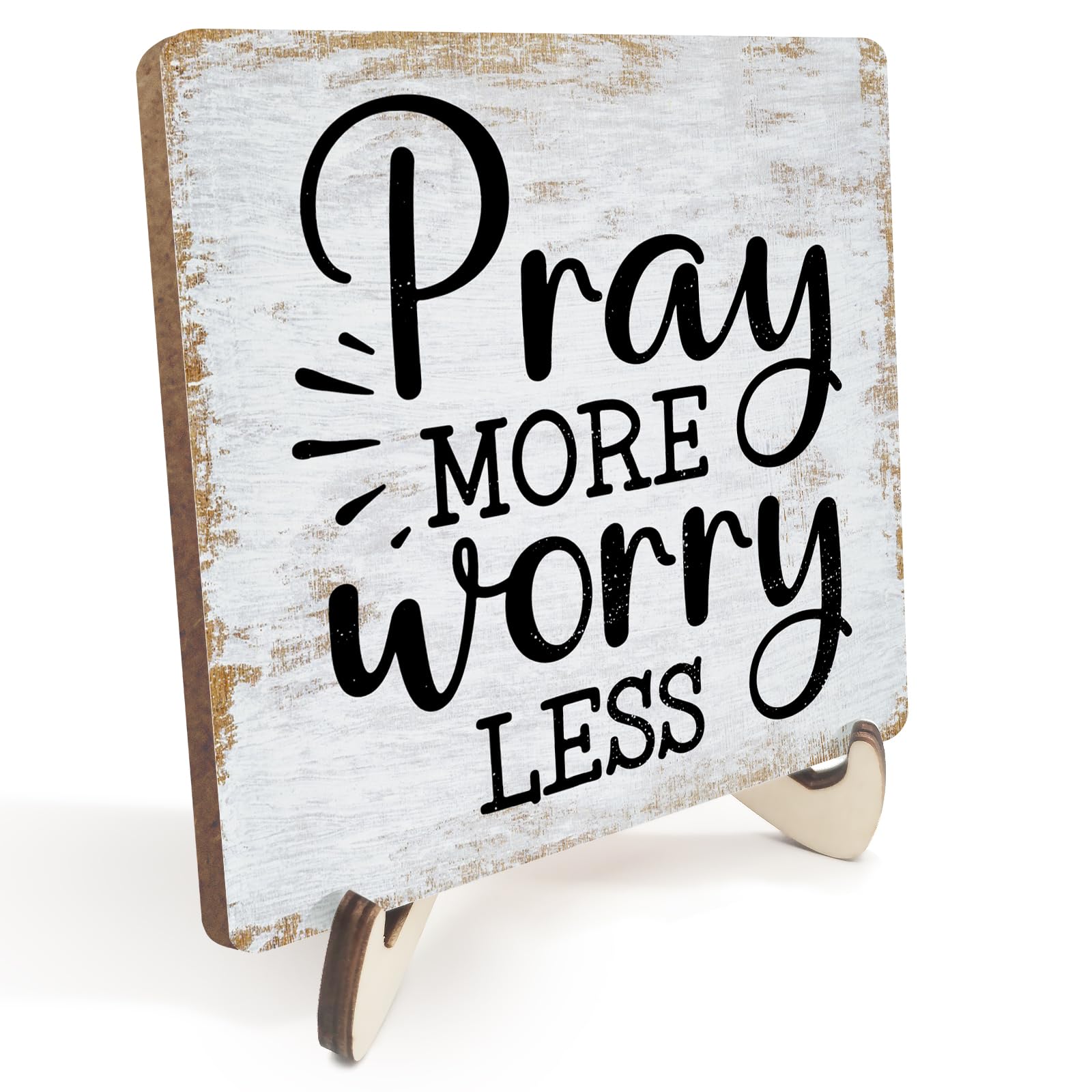 Inspirational Sign Rustic Desk Decor Decorative Christian Gifts Religious Bible Verse Faith Decoration for Home Coffee Shop Office Table Shelf Tiered