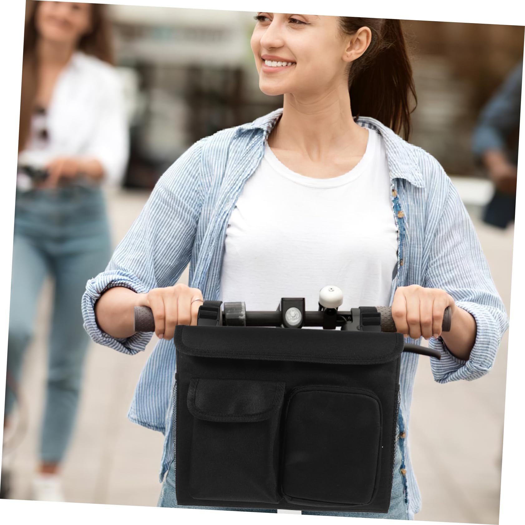 Borsa Laterale per Walker e Rollator Oxford Nero, Capienza Ampia, Tasche Pratiche, Facile da Installare per Anziani