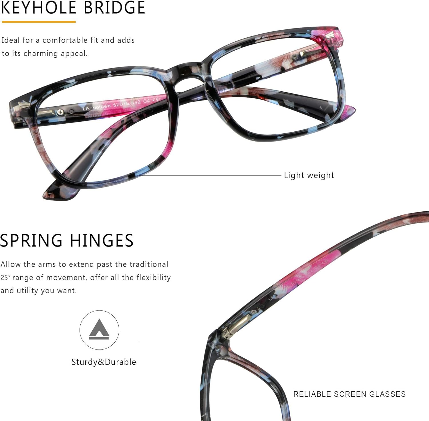 Vintage Square Progressive Multifocal Presbyopic Glasses, Photochromic Gray Sunglasses for Men Women Readers (Floral,+0.00/+1.25 Magnification)