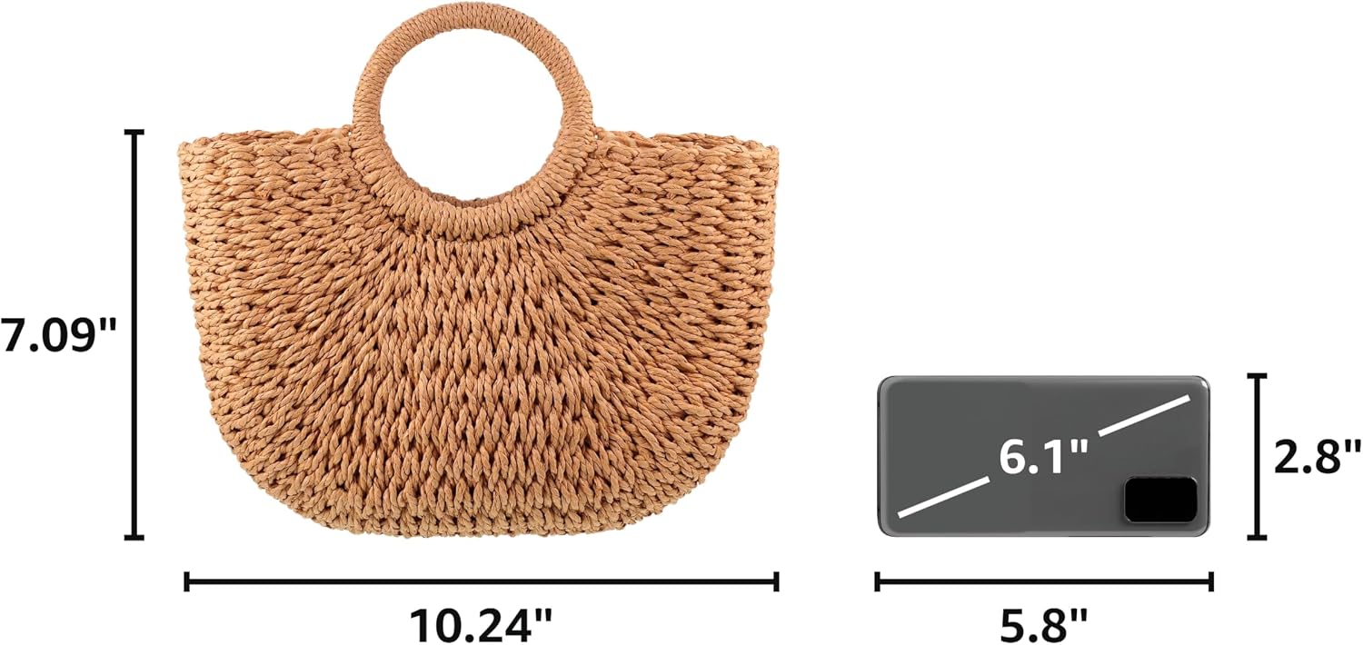 Frienda Straw Tote Bag Summer Beach Bag Handmade Straw Rattan Woven Handbag for Women Travel image 3