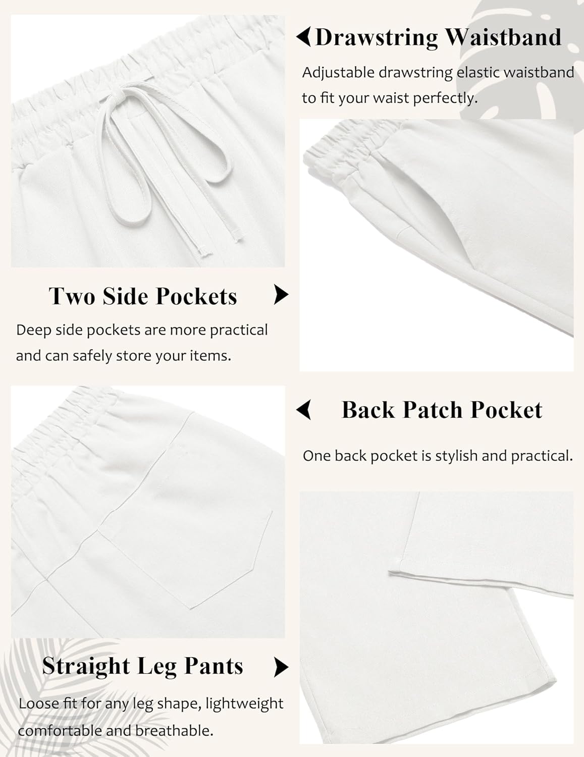 COOFANDY Men's Casual Linen Pants Loose Fit Elastic Waist Drawstring Lightweight Pant Summer Beach Trousers - Image 6