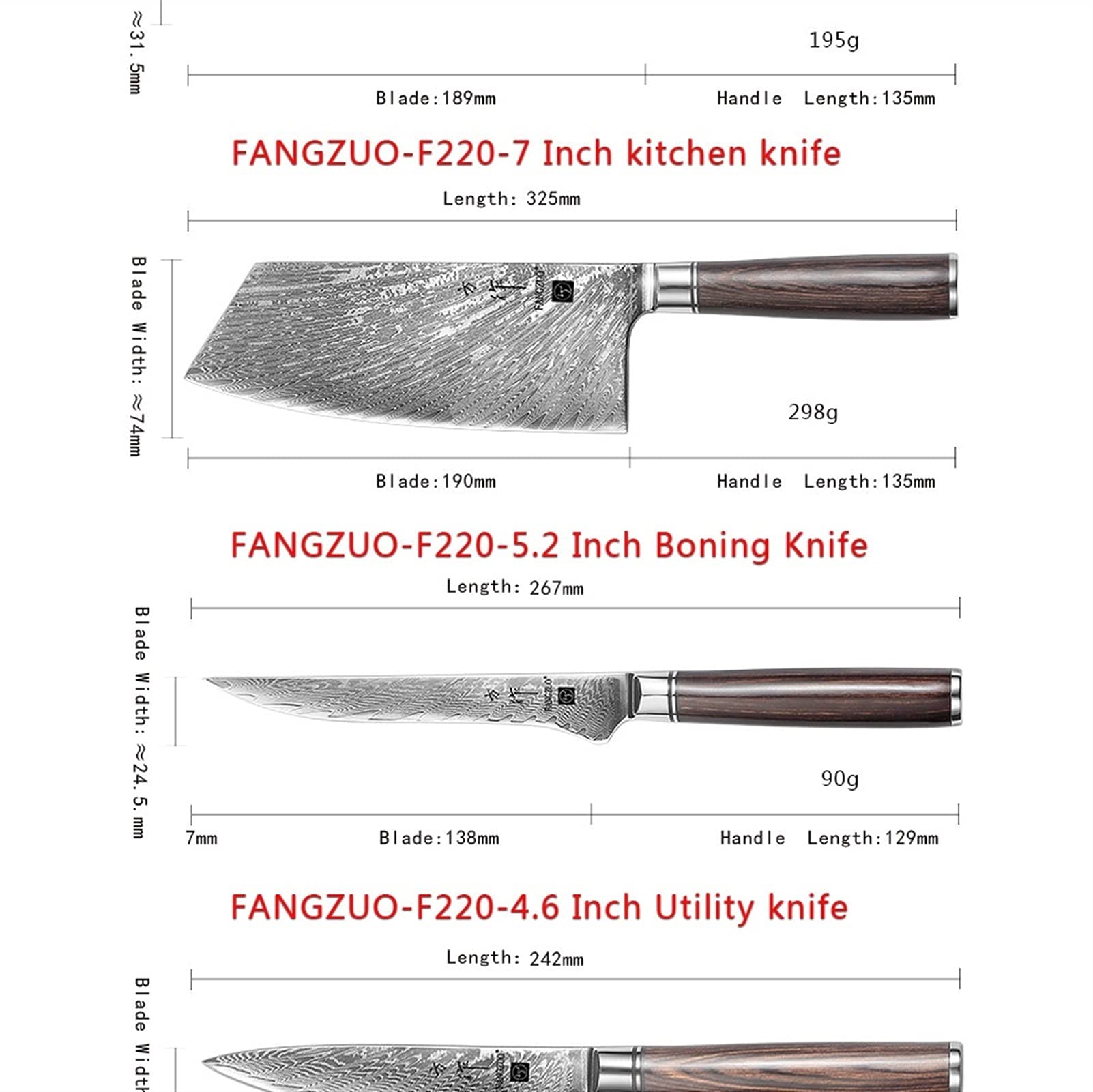 1-9 pz Coltello da cucina Set Professionale Damasco Steel Chef Pane Pane Pronuning Santoku Sharp Nakiri Cook Kniom Knife Knife(F210 9piece set)