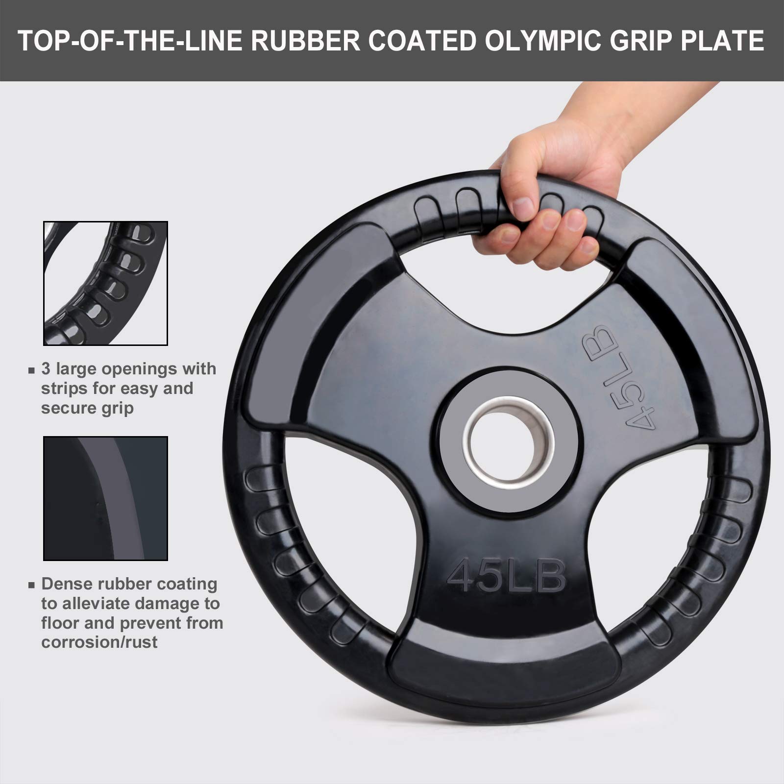 2-Inch Rubber Olympic Grip Weight Plates for Strength Training, Weightlifting, Solid Cast Iron Plate for Barbell in Single/Pair/Set for Home & Gym (2.5-45LB), One Year Warranty - TikTok 2-Inch Rubber Olympic Grip Weight Plates for Strength Training, Weightlifting, Solid Cast Iron Plate for Barbell in Single/Pair/Set for Home & Gym (2.5-45LB), One Year Warranty - TikTok