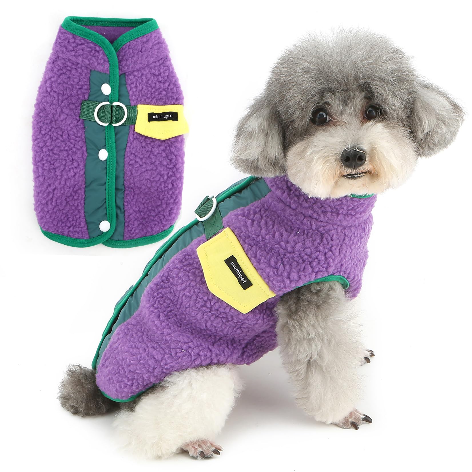 Zunea Fleece Dog Jumpers for Small Dogs Winter Puppy Sweater Coats with D-Ring Soft Warm Jackets Jumper Fluffy Cold Weather Pet Apparel for Chihuahua Yorkie Purple M