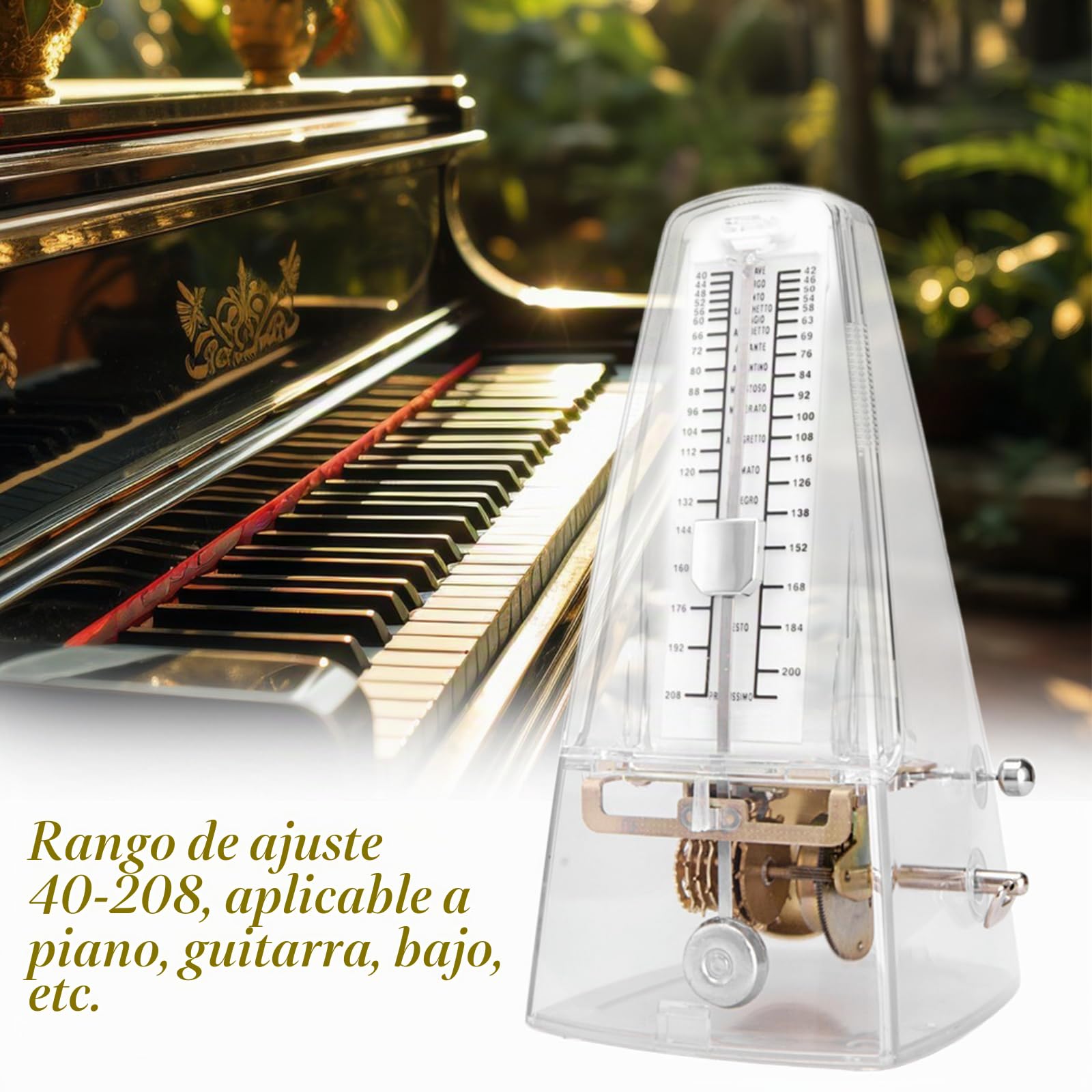 Metrónomo mecánico para piano, violín, guitarra, bajo, metrónomo universal de alta precisión, metrónomo mecánico de alta precisión, sonido fuerte, ritmo y tempo