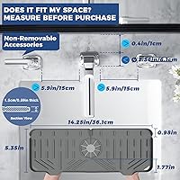 Vista 2 de BFONS Bandeja de secado con mango de grifo de silicona, soporte para esponja de jabón, accesorios para cocina, encimera, baño, fregadero de cocina