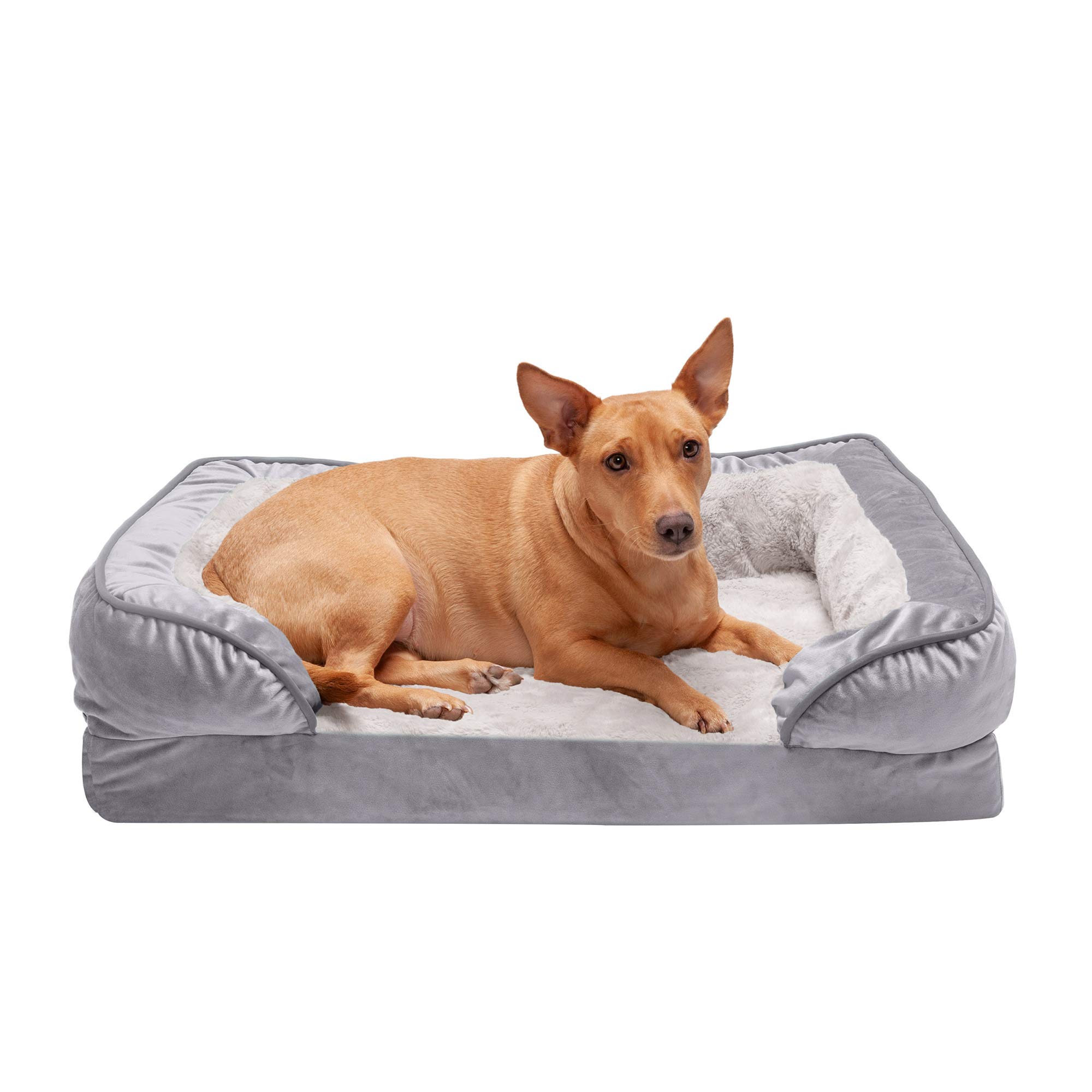 Orthopedic Dog Bed for Medium/Small Dogs w/ Removable Bolsters & Washable Cover, For Dogs…