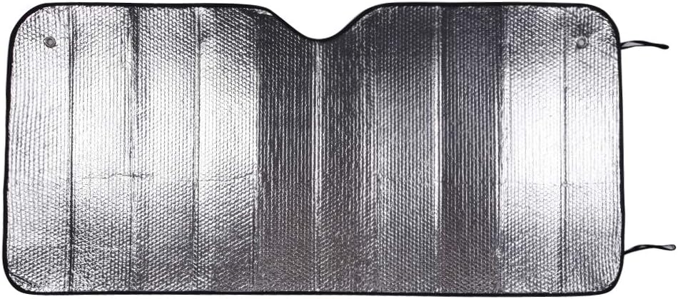 Amazon Basics UV Reflecting Foldable Front Windshield Sun Shade - 59'' x 31'', 2-MM Thickness, Silver