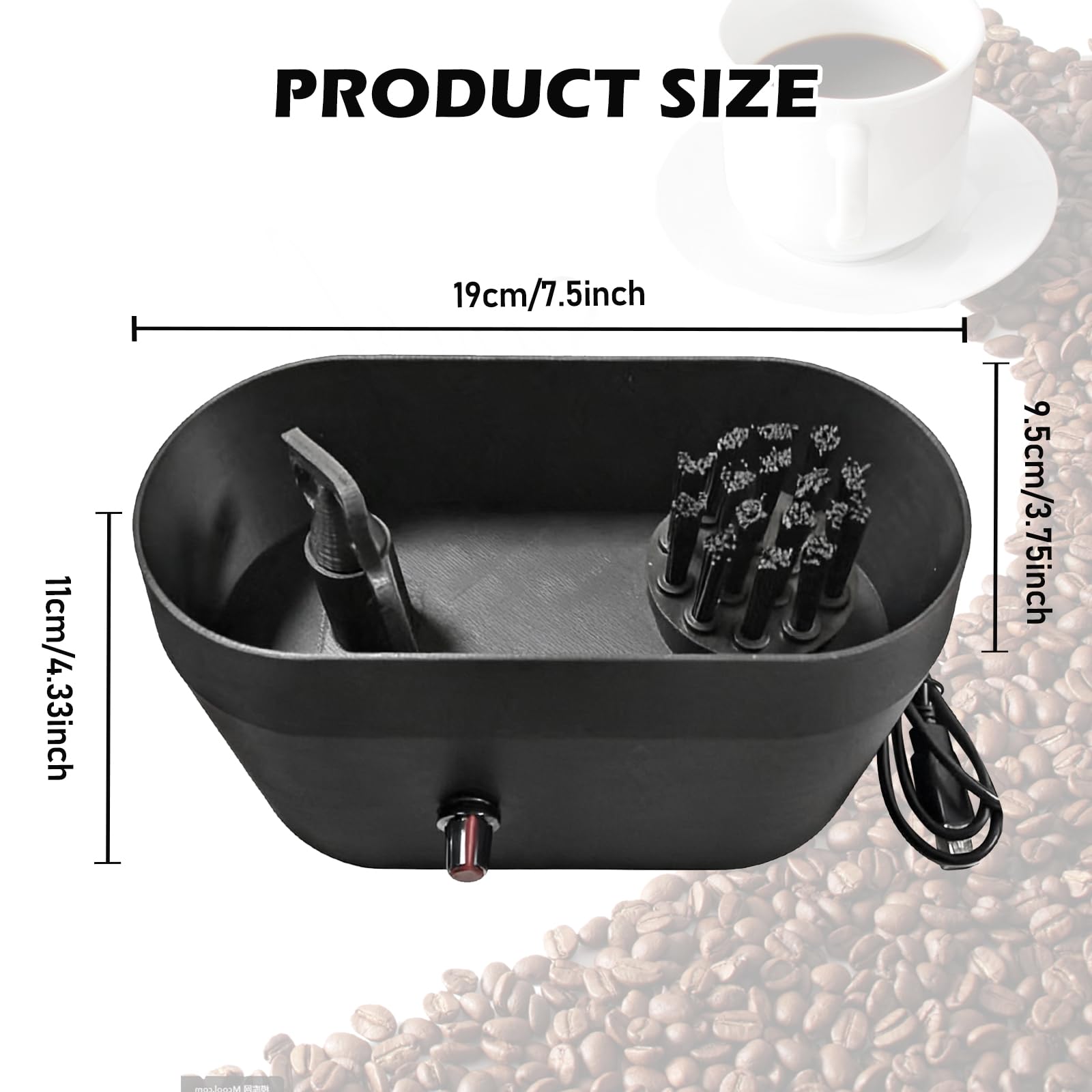 Kit de Nettoyage pour Filtre à Café, 19 x 9,5 x 11cm Nettoyeur électrique Automatique pour Porte-Filtre, Kit de Nettoyage pour Porte-Filtre à Café, Support pour Nettoyage à Expresso pour Le Nettoyage
