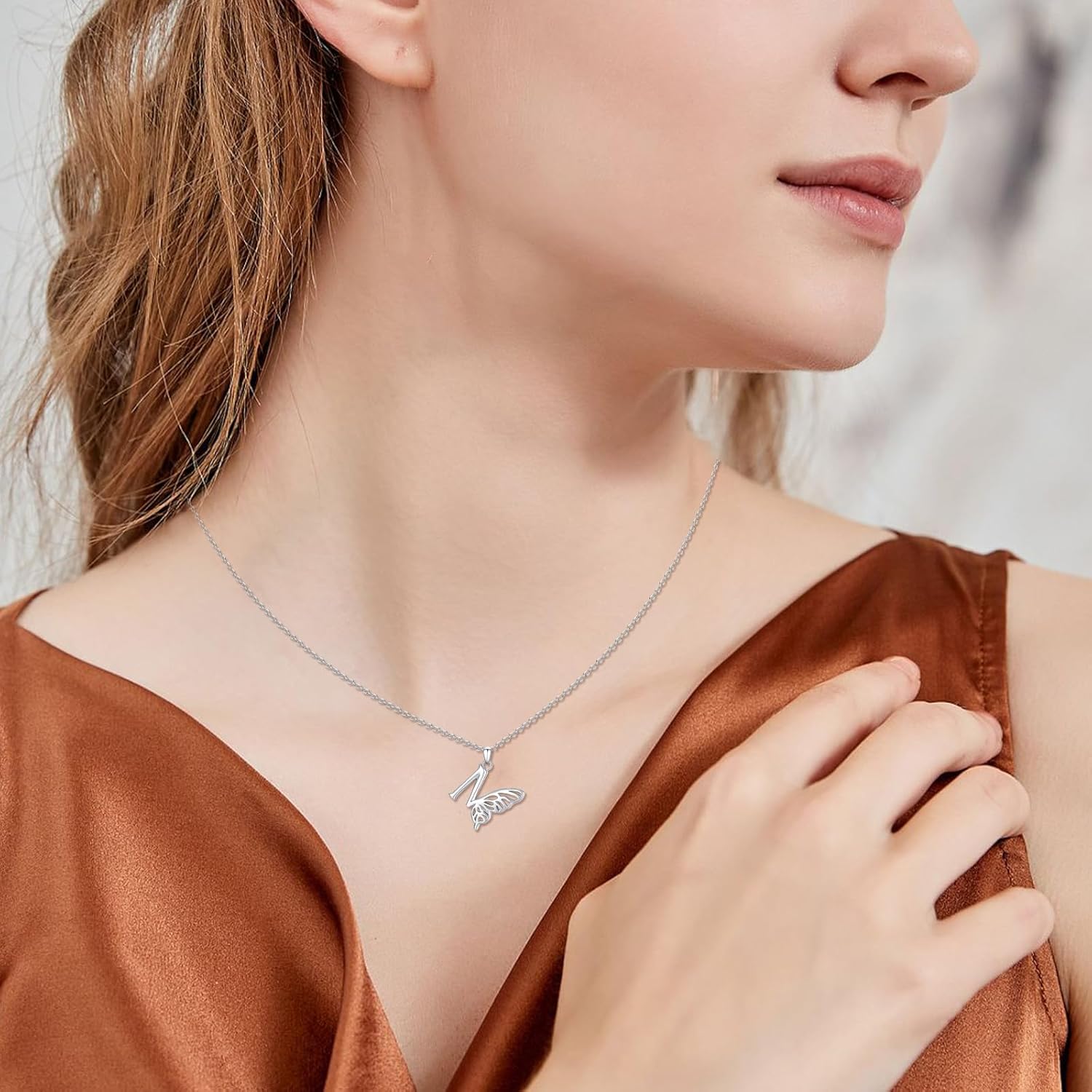 OHAYOO Initial Necklace 925 Sterling Silver Letter Pendant Necklace with Butterfly Angel Wings Initial Jewelry for Women Mom Daughter - Image 3