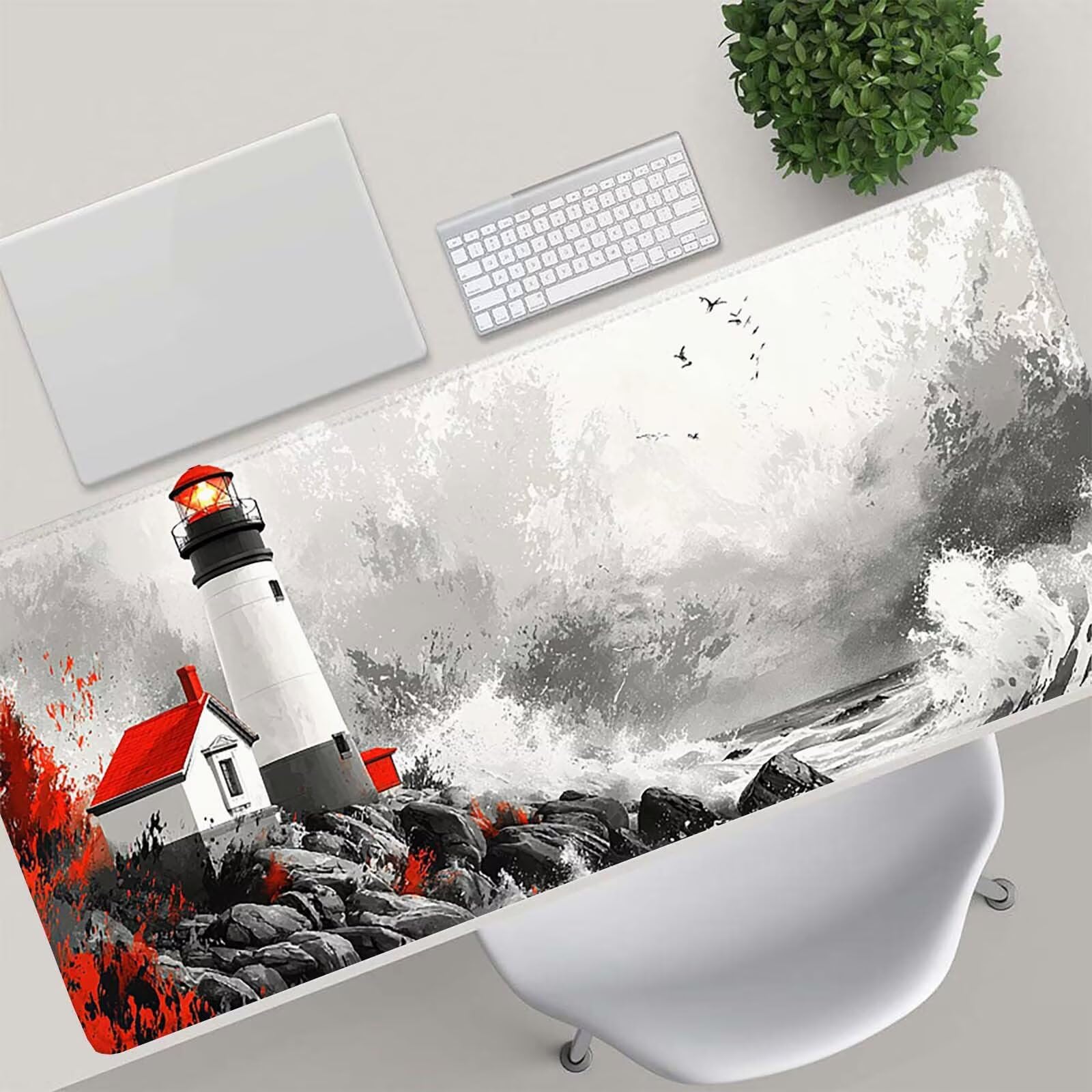 Tappetino Mouse Gaming, 1200x600mm Tappetino Mouse XXL Retro 0c0-227 | Mouse Pad Grande, Ottimizzato per i Sensori da Gioco, Migliora Precisione e Velocità, per Mac e PC, faro