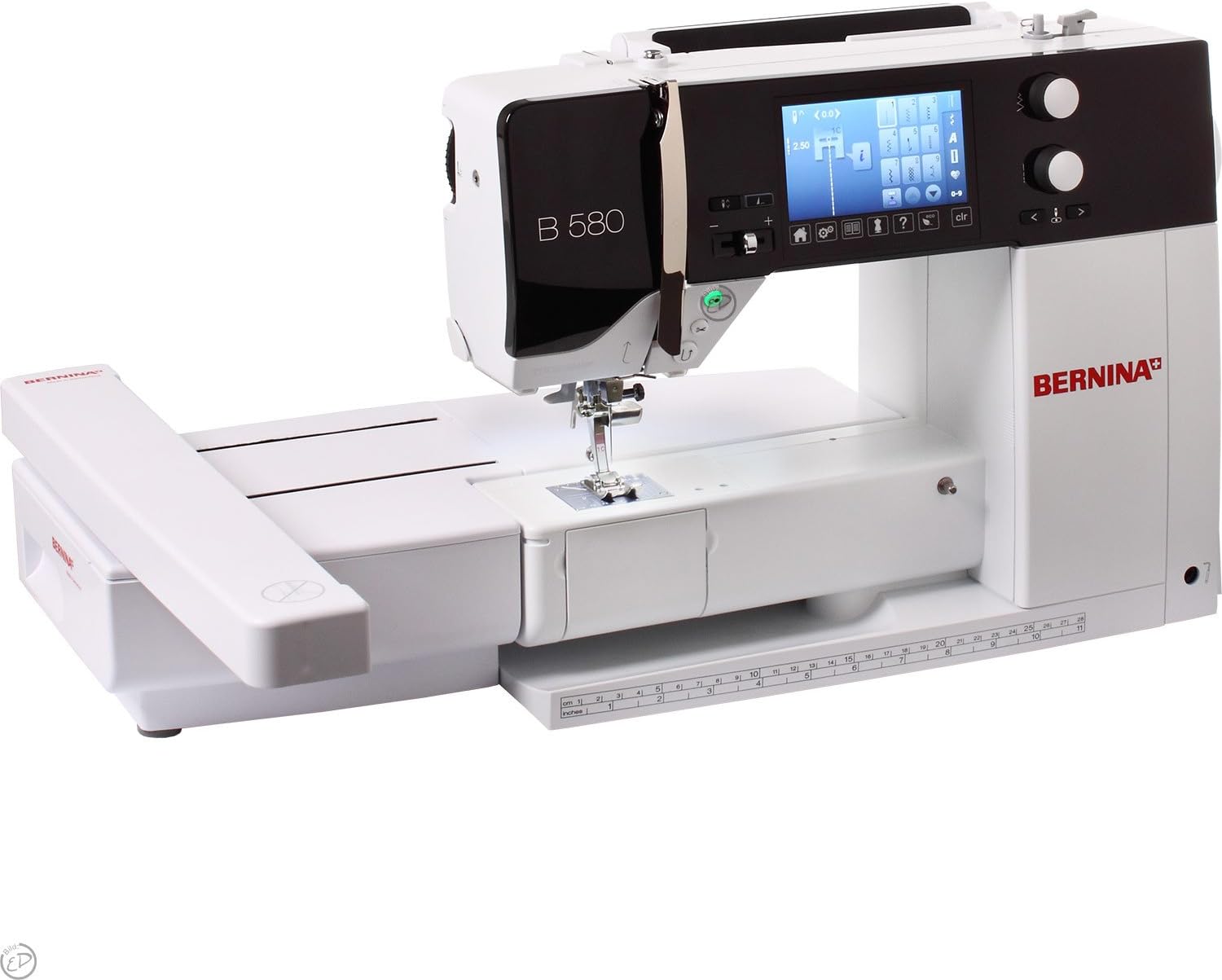 Bernina Computer sewing and embroidery machine with embroidery module.