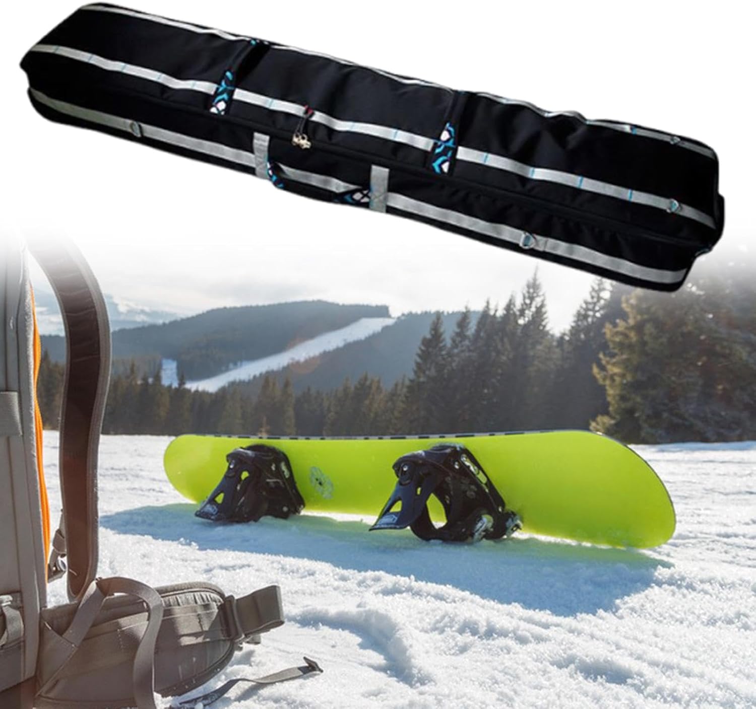 Wheeled Ski Bag with Wheels and Handle - Modern Carry Case Storage Pouch for Snowboard Skiing Travel