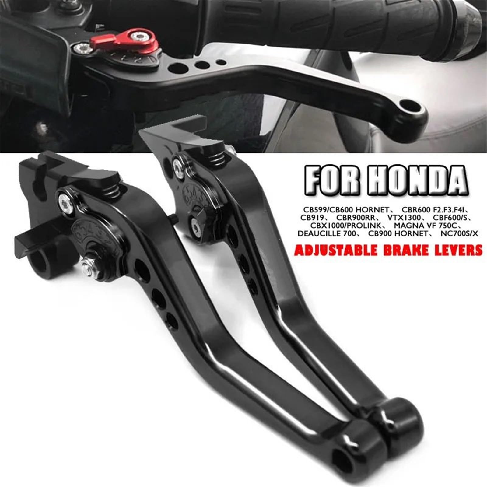 dźwignia sprzęgła Pasuje do Honda CNC regulowane dźwignie sprzęgła hamulca motocyklowego CBR600 F2/F3/F4i/CBR900RR/VTX1300/Hornet NC700 S/X(Red)