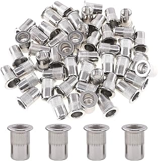 Glarks 50Pcs 304 Stainless Steel M8 Flat Head Threaded Rivetnut Insert Nutsert Rivet Nut Set (M8)