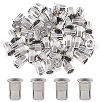 Vista 10 de Glarks 50 piezas de acero inoxidable 304 M3 cabeza plana roscada remache inserción Nutsert Juego de tuercas de remache (M3)