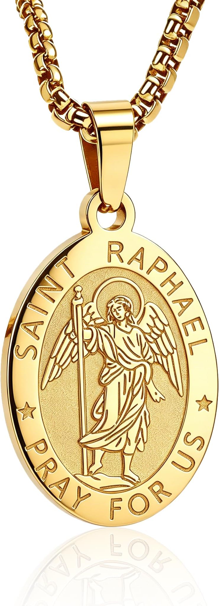 Patron Saint Necklace for Men Women, Multiple Saints Pendant Choose from St. Michael/Virgin Mary/Raphael/Jude/Christopher/Florian/Benedict/Joseph/Patrick/ Francis/ Thomas/Anthony/Stainless Steel 24"