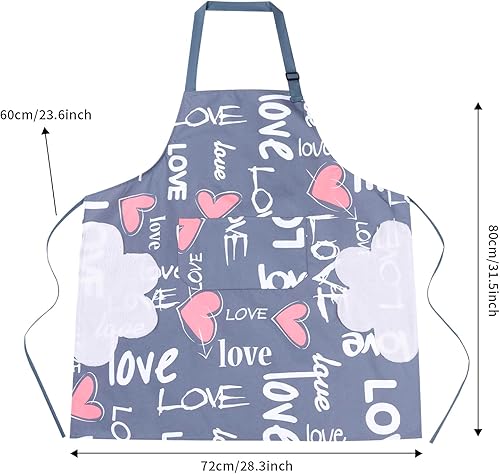 Miniatura 4 de DILLMAN Paquete de 2 delantales florales con bolsillo para mujer, impermeables, ajustables, delantales de cocina, jardinería, salón