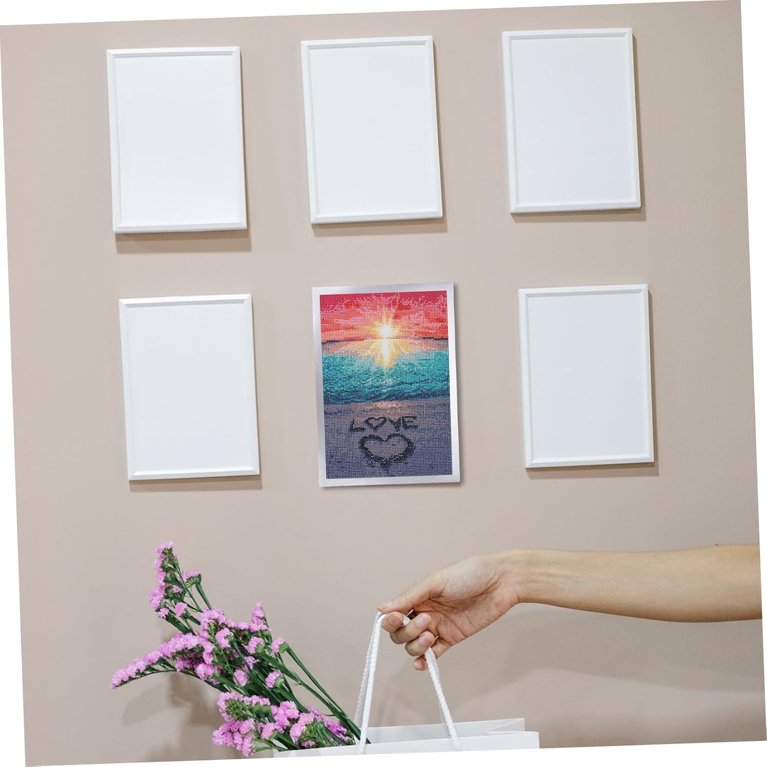 BESPORTBLE 2 Sets Self-adhesive Magnetic Picture Frames Silver Double-sided Photo Display Frames for Paintings Diamond Drawings Home and Office Wall Decoration with Rounded Edges