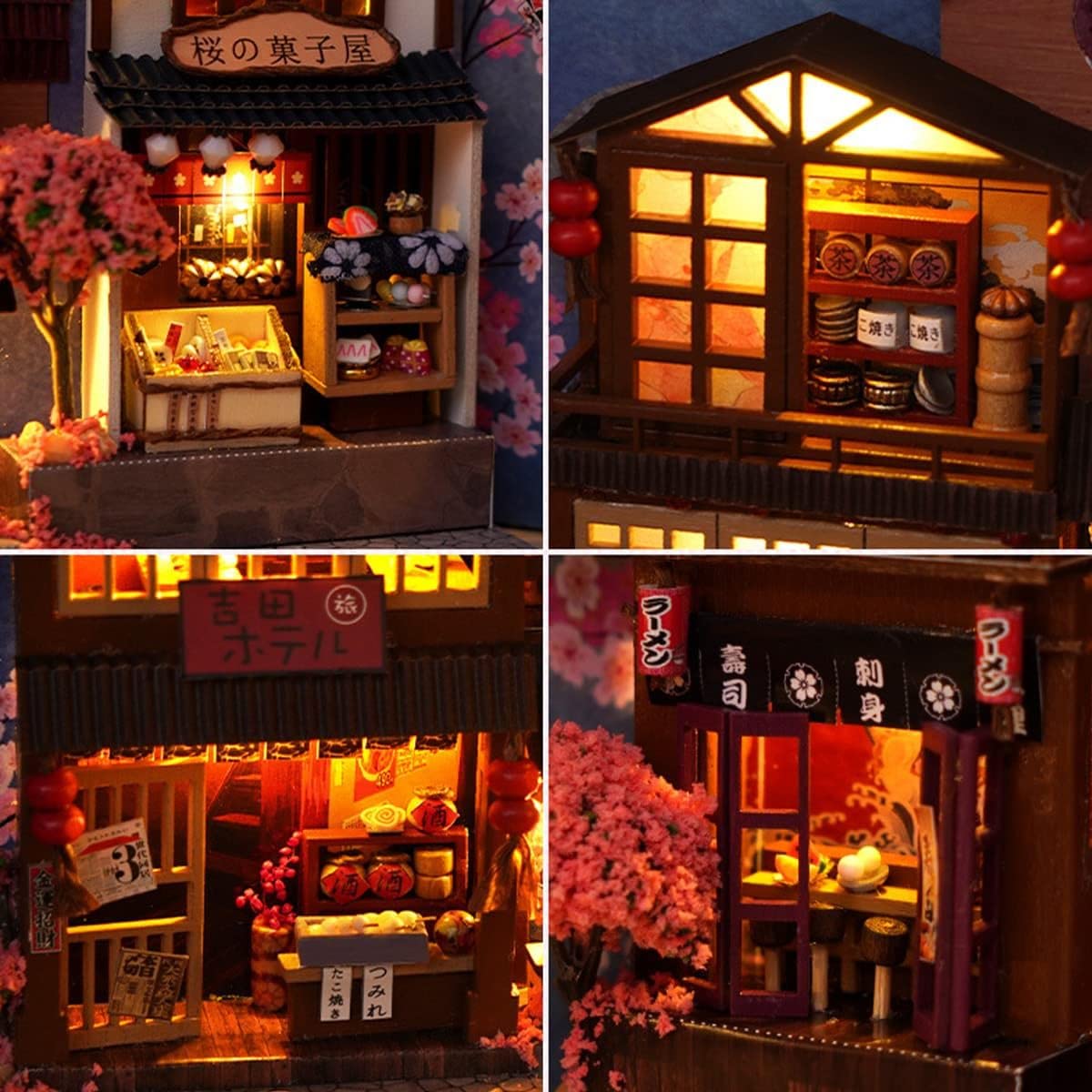 Kit fai da te in miniatura, per casa delle bambole fai da te, libreria, inserto decorativo per vicolo, case in miniatura fai da te, con luce a LED, inserto per mensola e vicolo in miniatura, set da