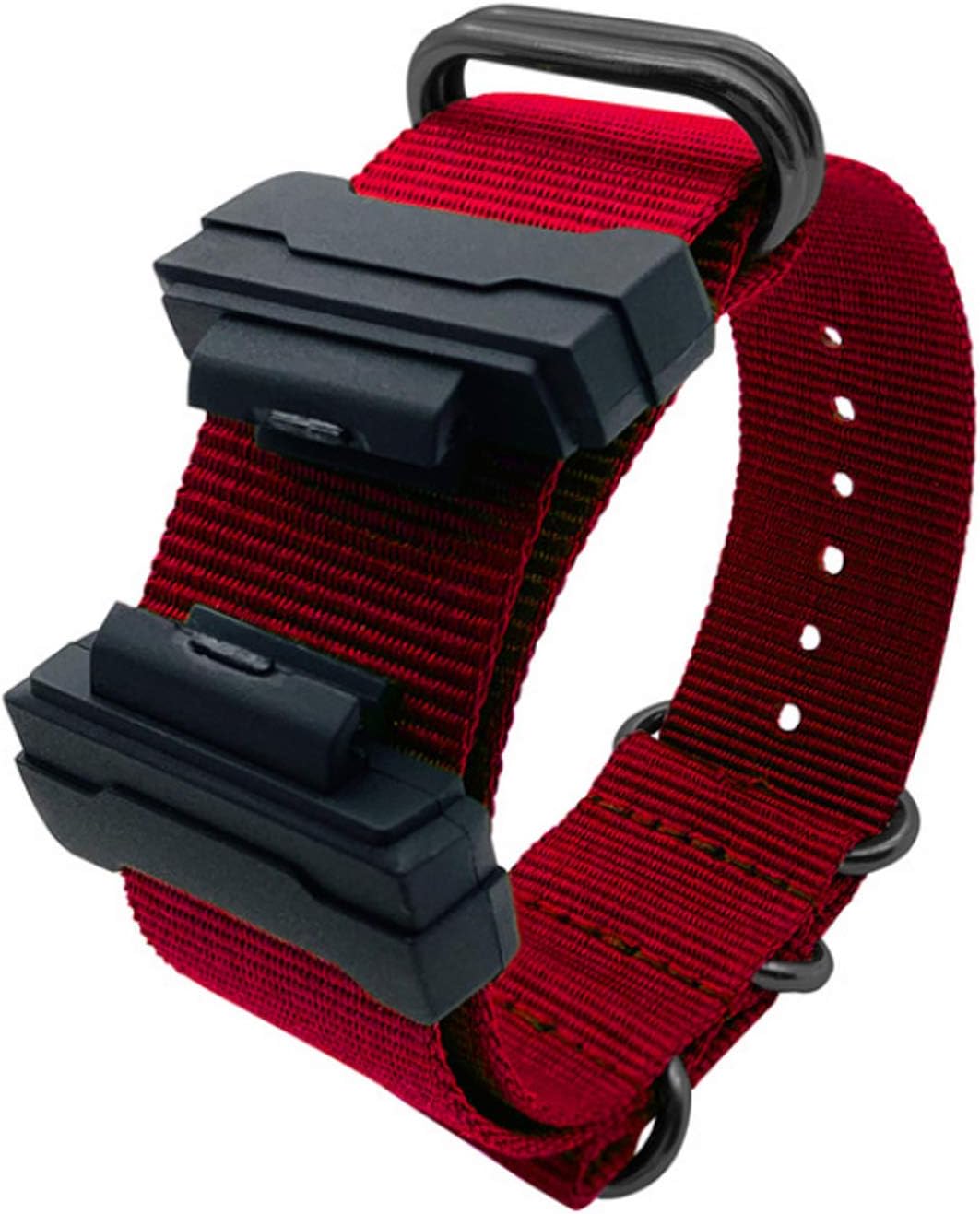 Adapters(16mm) and 1 Piece HD Conversion RAF NATO Nylon Watch band Strap Kit For Casio GShock MIL-SHOCK 5600 GWM5610 DW6600 GW6900 2310 G100 (Red)