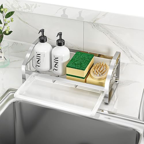 Miniatura 4 de Organizador de fregadero, soporte de esponja para fregadero de cocina, organizador de fregadero de baño, organizador de encimera de cocina de acero