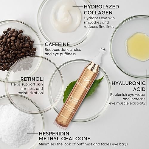 Miniatura 5 de Crema de ojos con 5% de cafeína con rodillo de 360 crema de ojos para ojeras e hinchazón - Suero debajo de los ojos hidrata el área de los ojos -