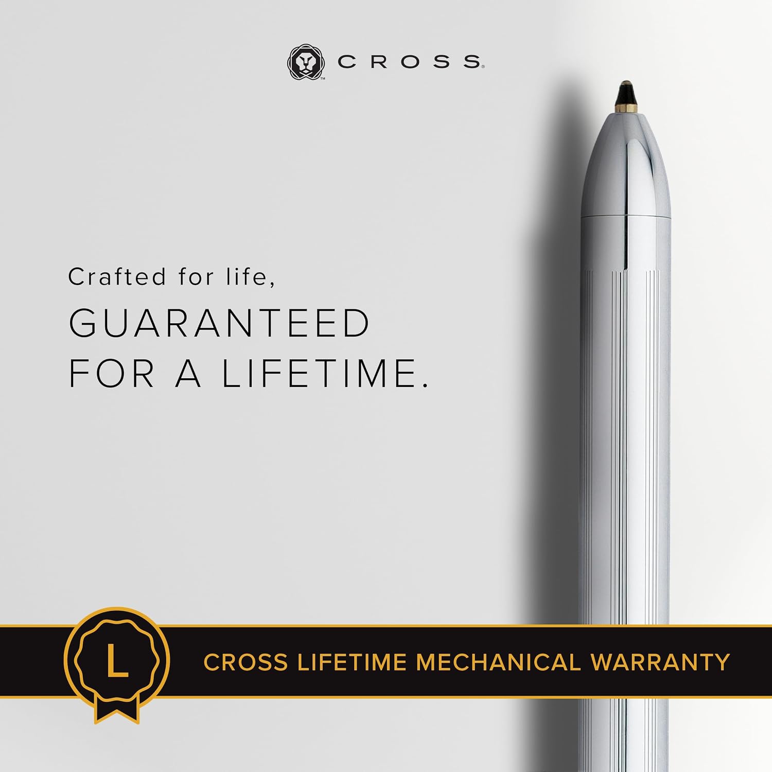 Cross Tech3+ Lustrous Chrome Multifunction Pen - Multifunctional Pen & Pencil for Versatile Use - Multiple Writing Tips - 2-Way Rotation Mechanism - Built-in Stylus - Corporate Gifts - Black Ink