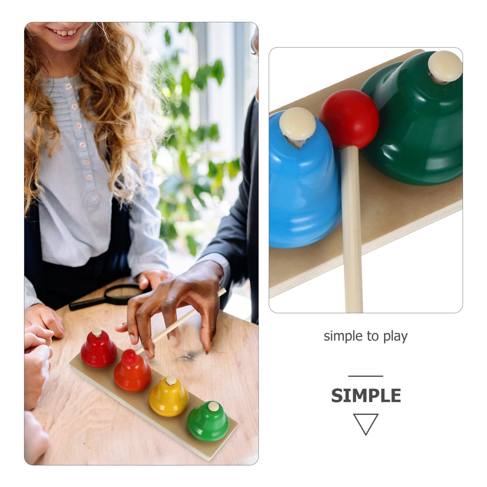 Toyvian Desk Bells for Kids 8 Notes Colorful Hand Bells Bells Hammer Toy Educational Musical Instrument Birthday for Kids Children Toddlers