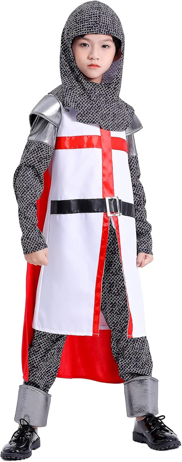 Miniatura 2 de Faltern Disfraz de caballero medieval para niños, Halloween, niños, disfraz de caballero vikingo renacentista, disfraz de caballero templario