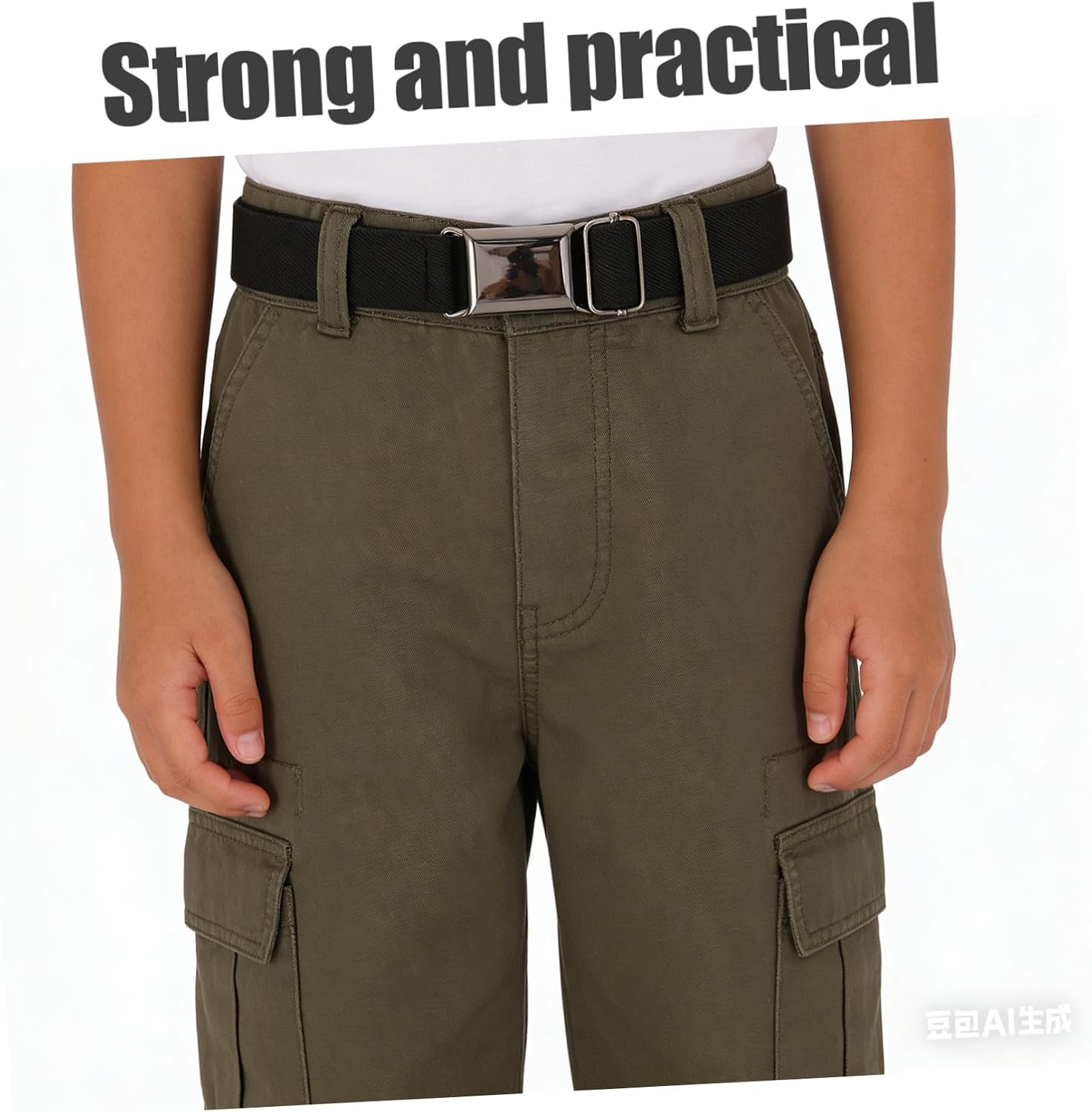 2pcs Adjustable Elastic Belt for Boys with Metal Buckle, Stretchy Waistband Eliminates Pressure, Suitable for Everyday Wear and Dress Pants