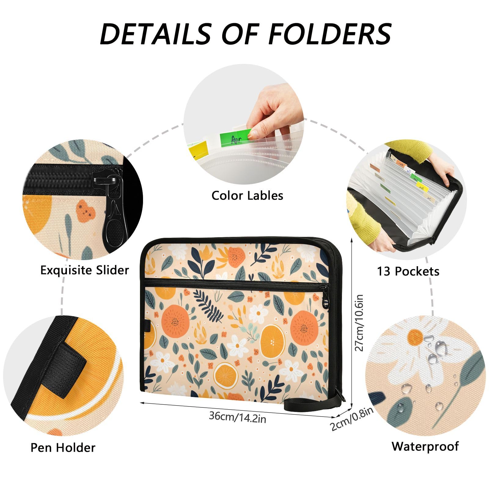 Large Capacity File Organizer Pocket Expanding File Folder With Sticky ...
