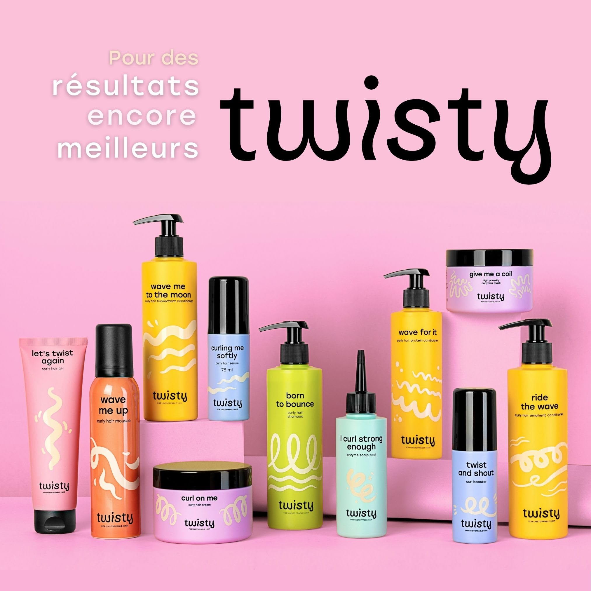 TWISTY Kit - Crème bouclée, mousse & Curl Booster - Soin naturel des boucles pour des boucles définies, brillantes et élastiques