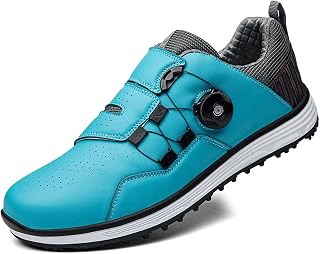 Golf Shoe - Mens Spikeless Waterproof Golf Shoes,Mens Microfibre Comfort Golf Trainer Shoes,Non-Slip Golf Sports Trainers Gym Sport Shoes-Golf Sport, 18 Holes, Golf Course,Blue,8.5UK